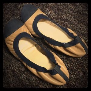 J Crew Tan and Navy flats